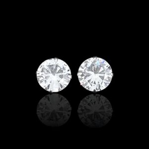 Brinco Zircônia 10mm Redondo Prata 925