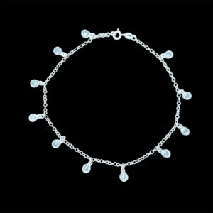 Tornozeleira Com Zirconia Cristal Pendurada 4,5mm 24cm em Prata 925