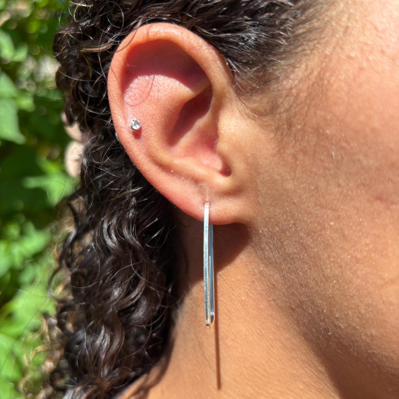 Argola Retangular Fio Quadrado 3.4cm em Prata 925 - Imagem 2