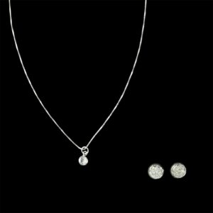 Conjunto Redondo Cristal em Prata 925