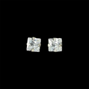 Brinco Ponto De Luz Quadrado Cristal em Prata 925